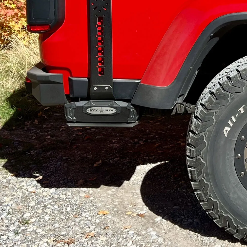 R-Step 9 Inch Wide For 2020-2023 Jeep Gladiator Bed Step Attachment Brackets Passenger Side Behind Rear Gas Motor Tire Rock Slide Engineering product image