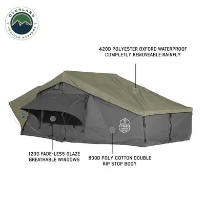 Overland Vehicle Systems Overland Vehicle Systems Nomadic 2 Extended Roof Top Tent, Gray Body Green Rainfly