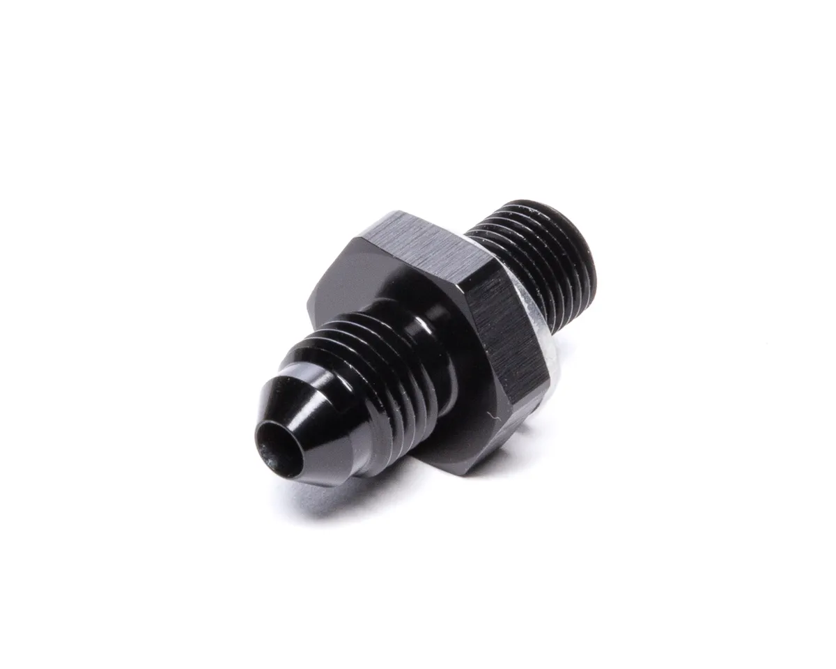 Vibrant Performance Straight AN to Metric Adapter Fitting; -4AN; M10x1.0 Metric Size; 6061 Aluminum; Black Anodized;