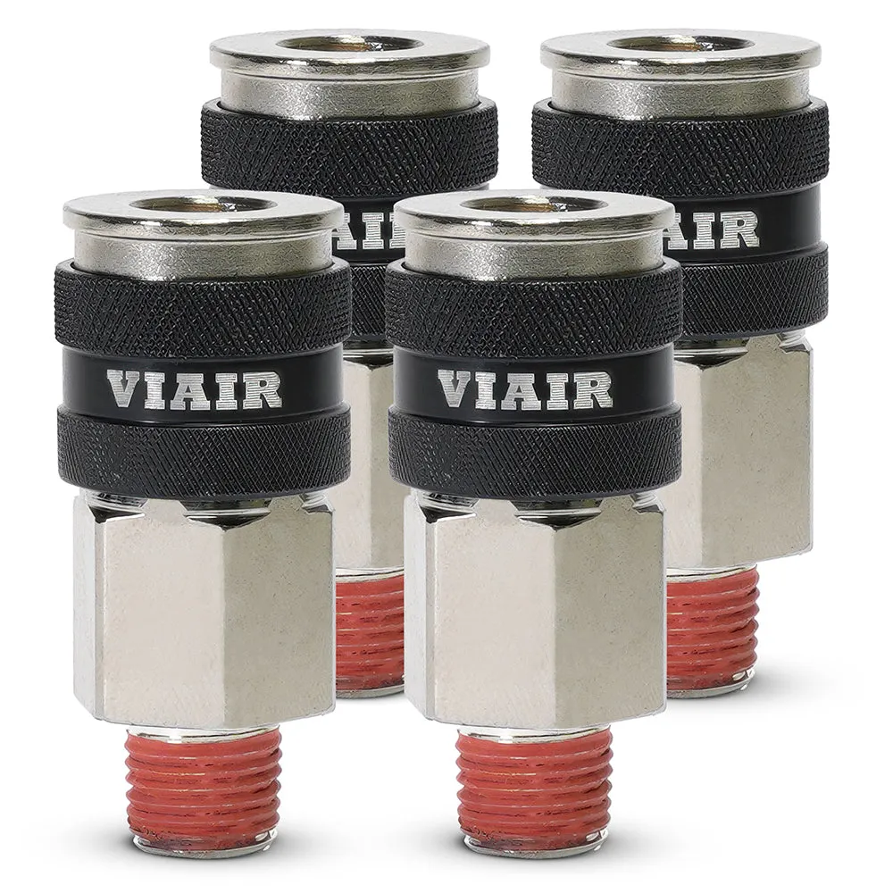 "3/8"" NPT - (M) Automatic Coupler - Steel / Nickel Plated w/ black sleeve & No Logo-10pc" product image