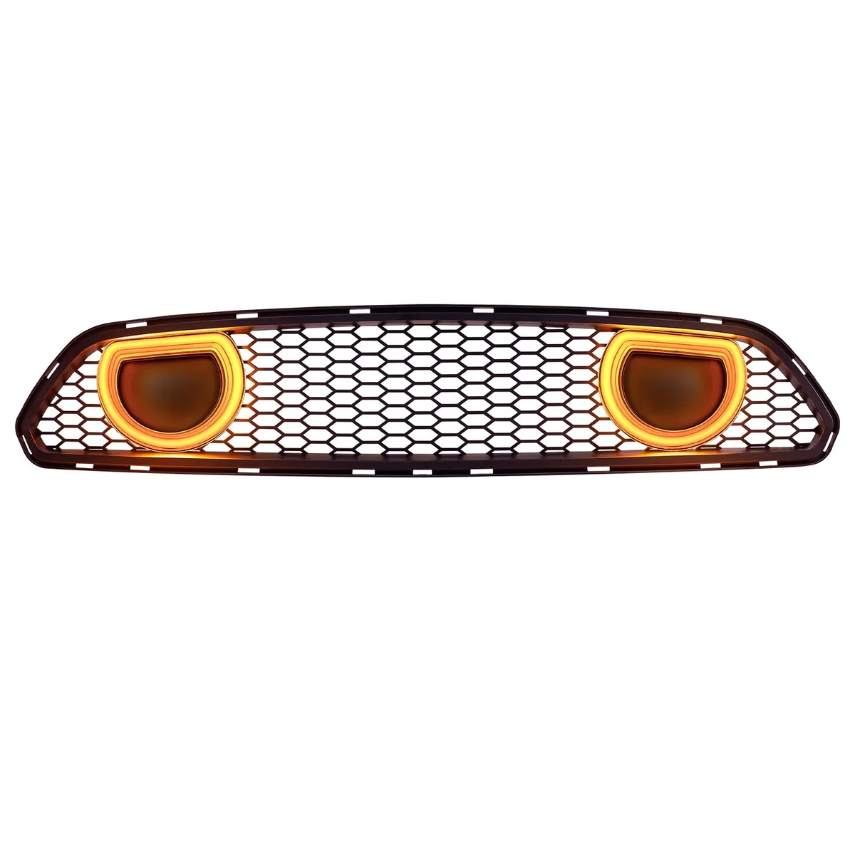 American Modified Amfmca00615 Mach 1 Style Upper Grille With LED DRL And Turn Signal - Matte Black product image