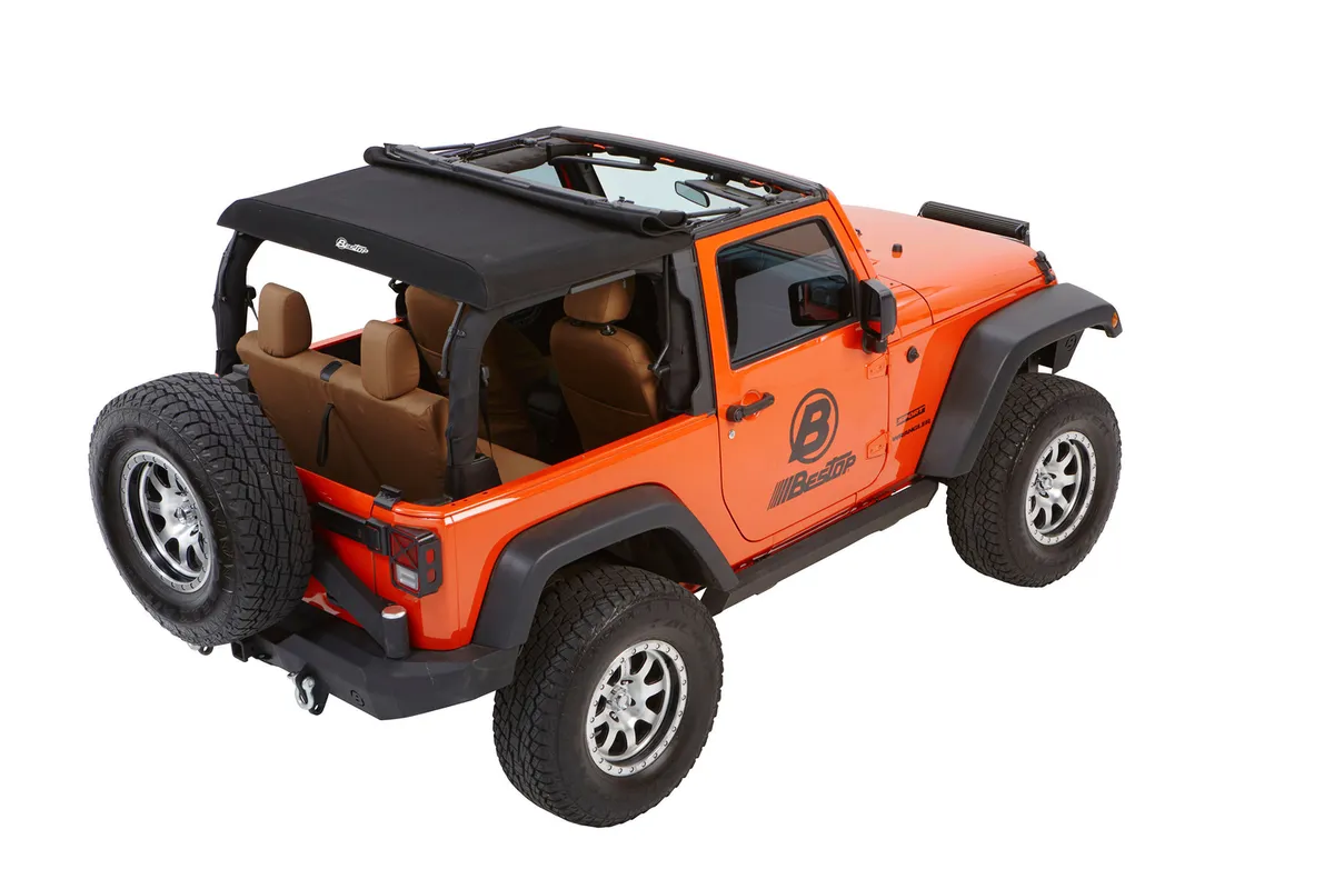 Jeep Wrangler Trektop Glide Slantback Soft Tops For Jeep 2007-2018 Wrangler JK 2 Door Black Diamond Bestop product image