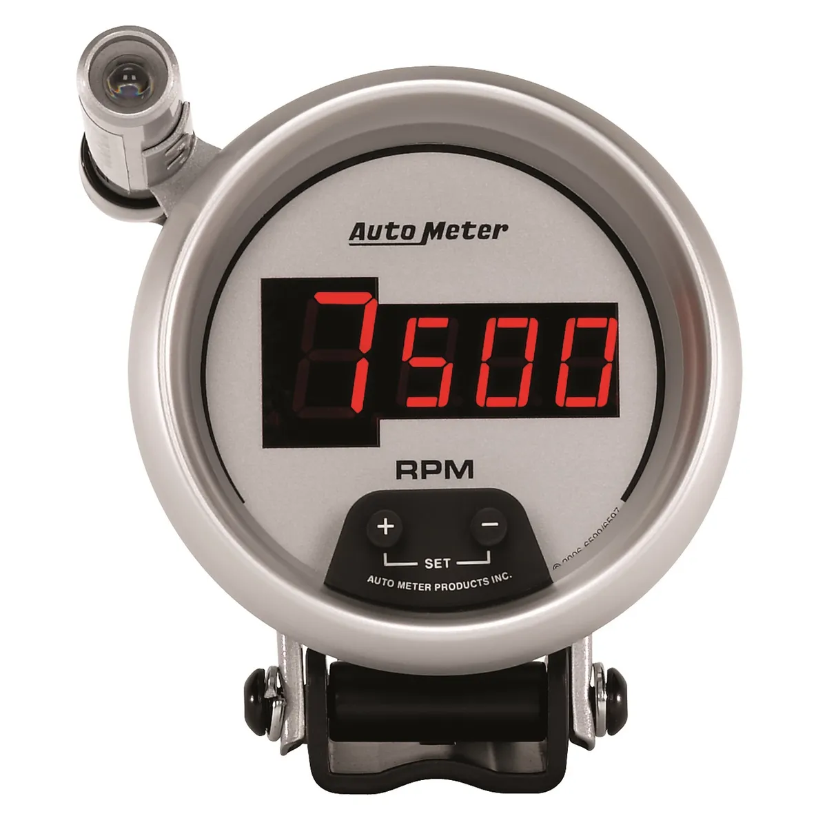 Gauge, Tach, 3 3/4", 10k RPM, Pedestal w/ ext. Quick-Lite, Digital, Slvr Dial w/ Red LED product image