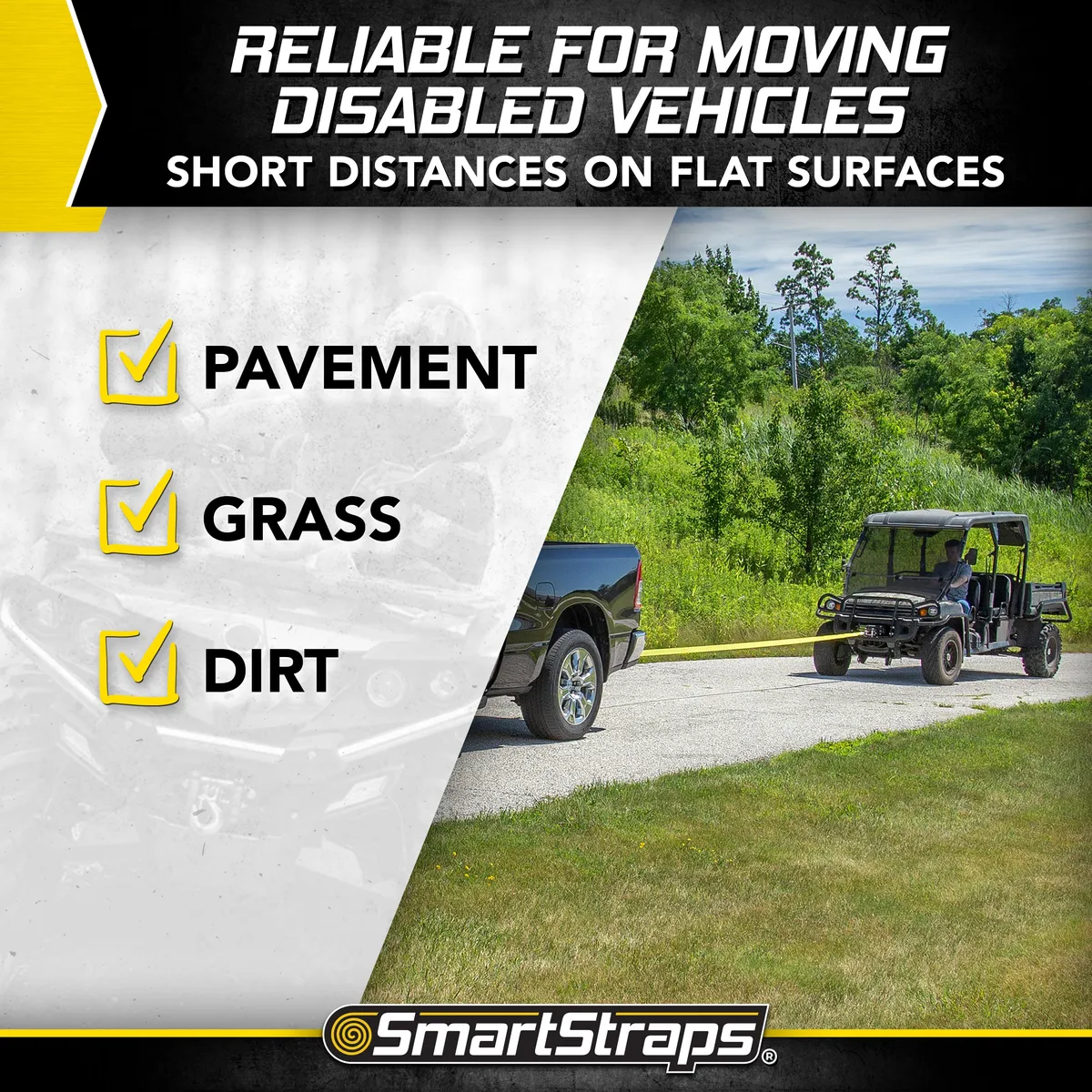 30ft 9000lb Tow Strap With Hooks 1 pk Yellow product image