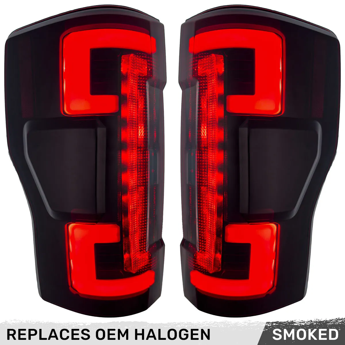 Recon Accessories Ford Superduty F250 350 450 550 20-22 Replaces OEM Halogen Style Tail Lights Both With Without Blis Blind Spot Warning System Oled Tail Lights - Smoked Lens
