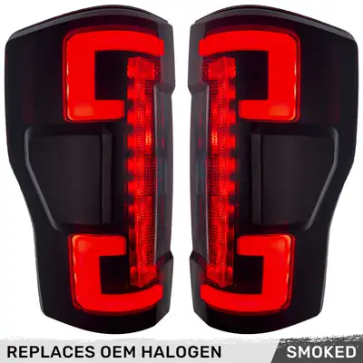 Recon Accessories Ford Superduty F250 350 450 550 20-22 Replaces OEM Halogen Style Tail Lights Both With Without Blis Blind Spot Warning System Oled Tail Lights - Smoked Lens