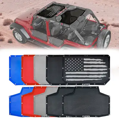 Xprite Xprite Jeep Wrangler JKU Bikini Mesh Sunshade Top 2007 to 2018 4 Door UV Protection Mesh Roof Shade for Jeep