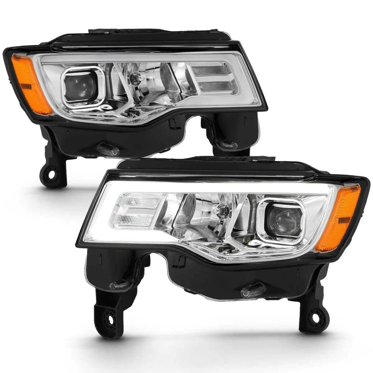 Jeep Grand Cherokee 17-22 Projector Switchback LED Plank Style Headlights Chrome (Not For HID Models) product image