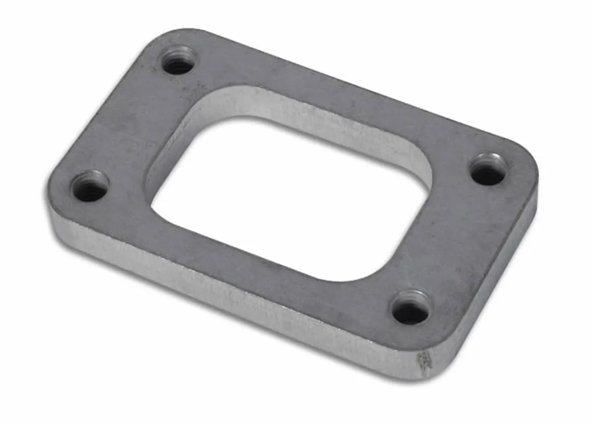 Turbo Inlet Flange; 44.5mm Bhcch; 85.73mm Bhccw; M10x1.5 Bhts; 66.8mm Overall h; 108mm Overall w; 0.5 In. Thickness; 46.5mm Port h; For T3; Mild Steel; W/Tapped Holes; product image