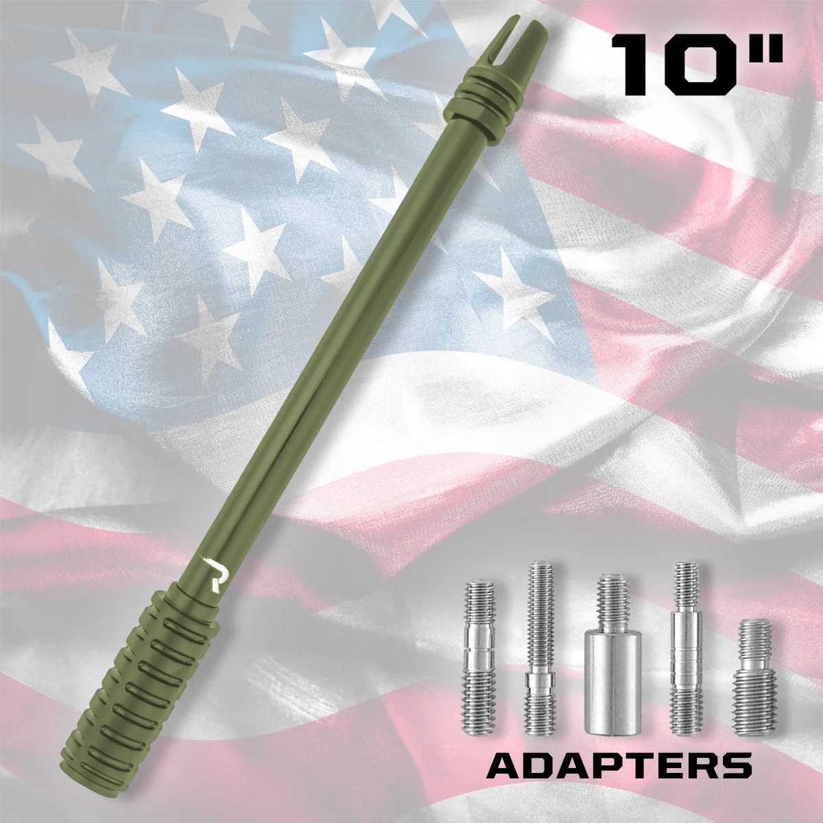 AR-15 Rifle Barrel 10" Aluminum Truck Antenna with 3-Pronged Threaded Flash Hider Barrel Tip (Antenna Fits OEM Factory Threaded Antenna Base) Multiple Colors product image
