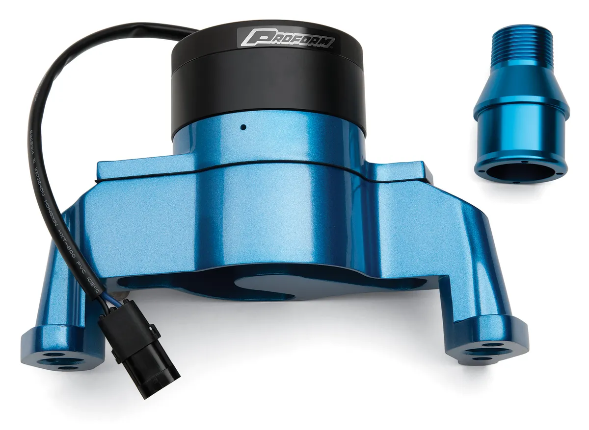 Electric Engine Water Pump Aluminum Blue Powder Coat Fits SB Chevy Engines Proform product image