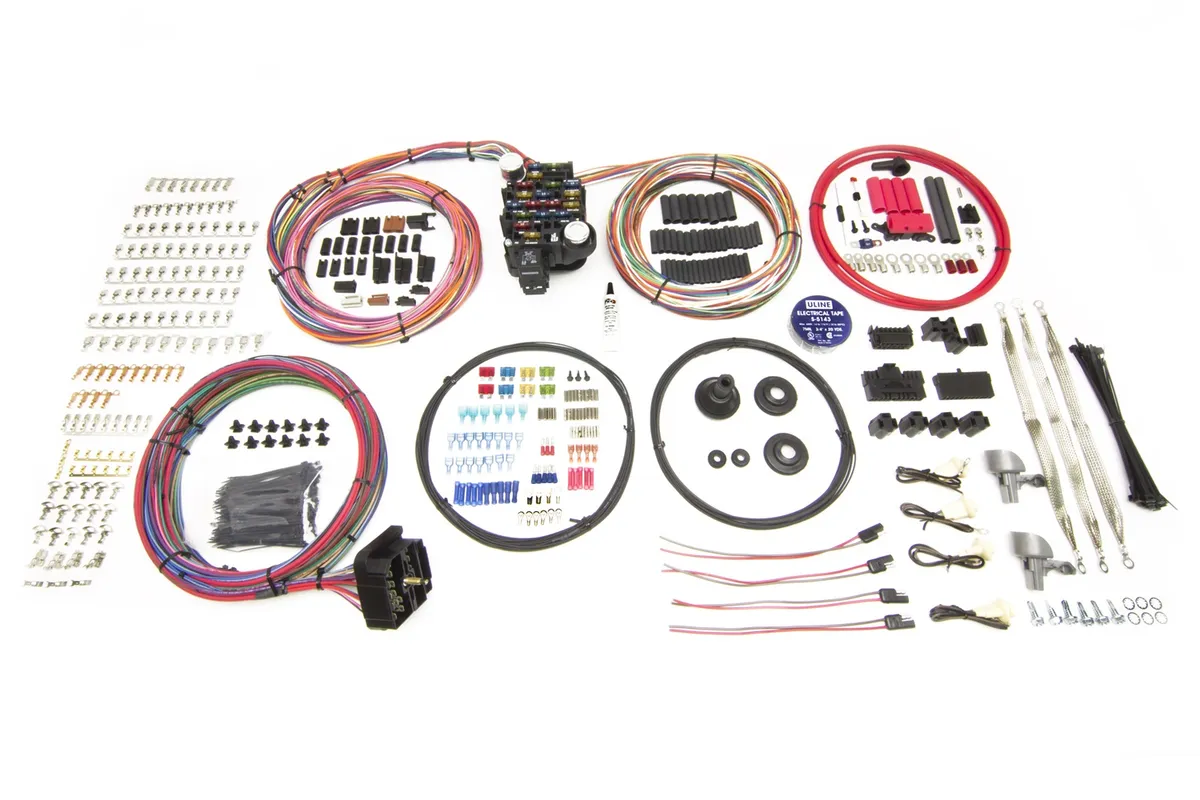 25 Circuit Pro Series Harness; w/GM Keyed Column; Pre-Terminated Mounted Ignition Switch Wiring/Connectors; Bulkhead Firewall Pass-Through; Incl. Hardware/Fasteners; product image