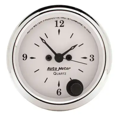 AutoMeter Gauge, Clock, 2 1/16", 12Hr, Analog, Old Tyme White
