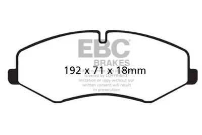 EBC Brakes Truck/SUV Extra Duty Brake Pads; FMSI Pad No. D1425; Vented; 360mm Dia.; 82mm Height; 30mm Thick; 79mm Center Hole Dia.; Pad Dimensions: 192 x 71 x 18mm;