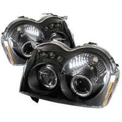 Spyder Auto ( Spyder Signature ) Jeep Grand Cherokee 05-07 Projector Headlights - LED Halo - LED ( Replaceable LEDs ) - Black - High H1 (Included) - Low 9006 (Not Included)