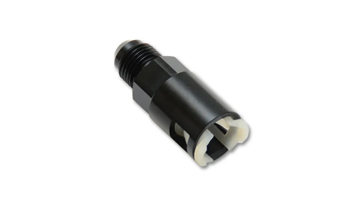 Quick Disconnect EFI Adapter Fitting; -8AN; 0.375 in. EFI Line Size; 6061 Aluminum; Black Anodized; product image
