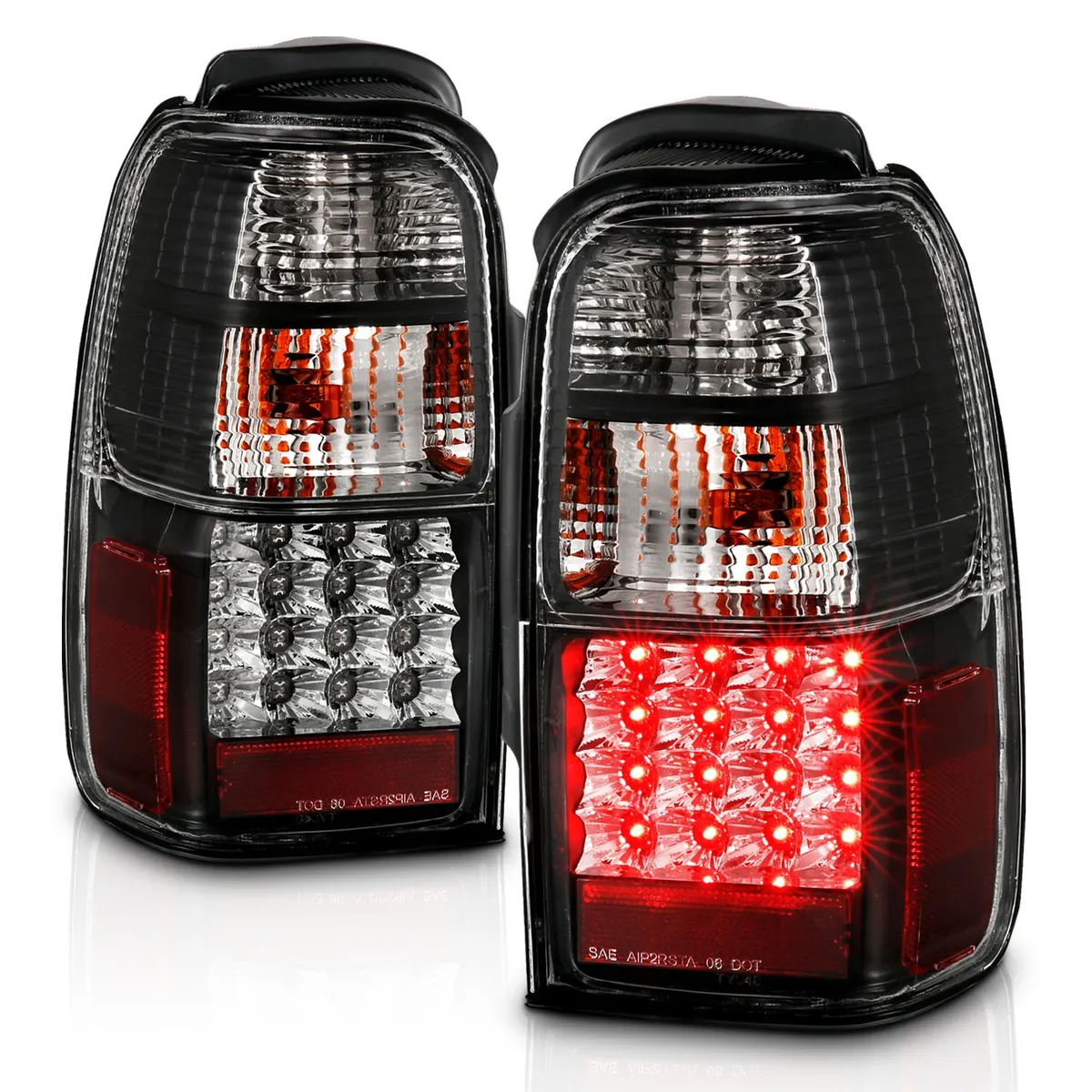 LED Tail Light Assembly; LED; Clear Lens; Black Housing; Pair; product image