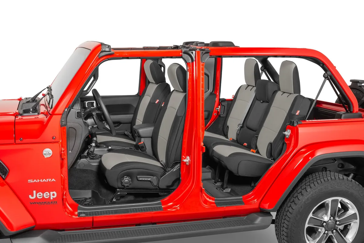 Jeep Wrangler Neoprene Seat Covers for 18-20 Jeep Wrangler JL Unlimited 4-Door w/Leather Interior Light Gray Diver Down product image