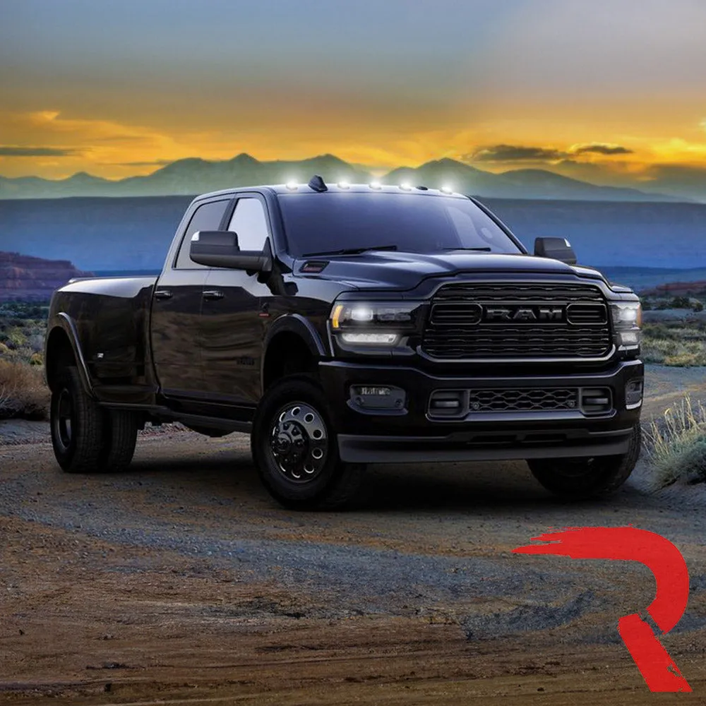 Dodge 19-23 RAM Heavy-Duty 2500 3500 5-Piece Set Smoked Cab Roof Light Lens With 2-Way Forward Rear Facing Amber Ultra High-Power Leds - Attn Plug-N-Play Replacement For OEM Factory Installed Cab Roof Lights product image