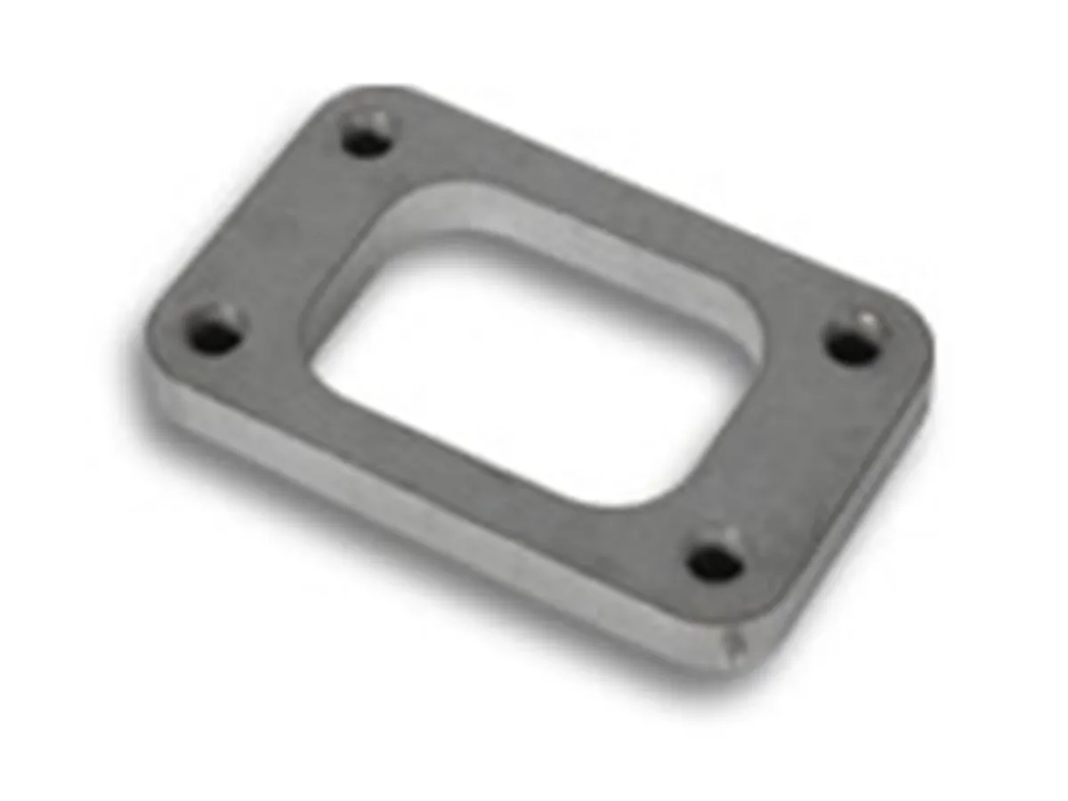 Turbo Inlet Flange; 44.5mm Bhcch; 86mm Bhccw; M10x1.5 Bhts; 66.8mm Overall h; 108mm Overall w; 0.5 In. Thickness; 46.5mm Port h; 63.5mm Port w; For T3/Gt30r; 304 Stainless Steel; product image
