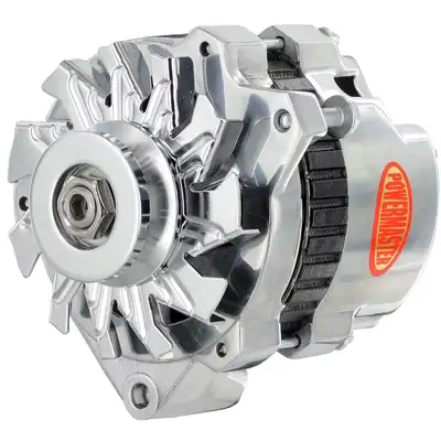 Power Master Alternator; CS130; Offset Right; Side Battery Post; 140 Amp; 95 Idle; 1 Groove V Type Pulley; Polished;