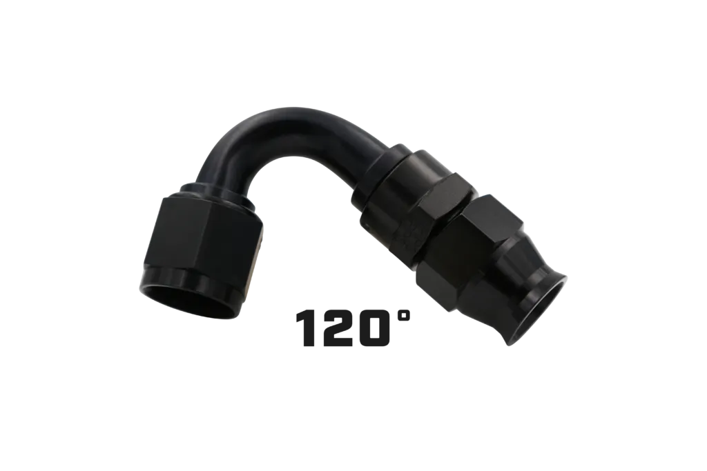 Aeromotive Hose End, PTFE, Black Anodized, Fitting Angle: Straight product image