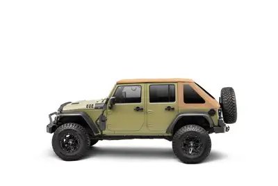 Go Rhino 0718 Wrangler Hood Cowl/Lower Rocker no OE Rock Slider Hilift Jack Mount Txt Blk