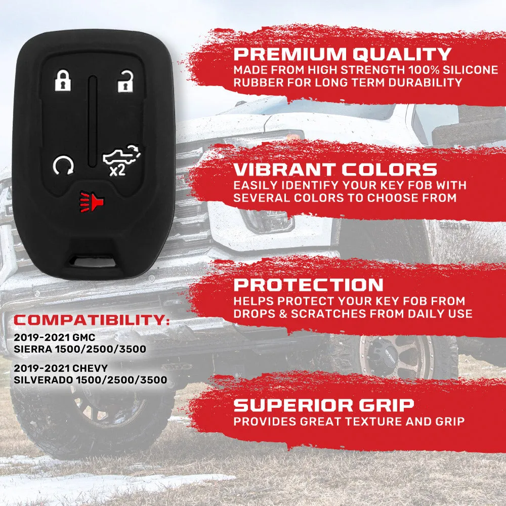 GMC & Chevy 19-21 Sierra & Silverado 1-Piece 100% Silicone Rubber Key Fob Cover - Multiple Colors product image