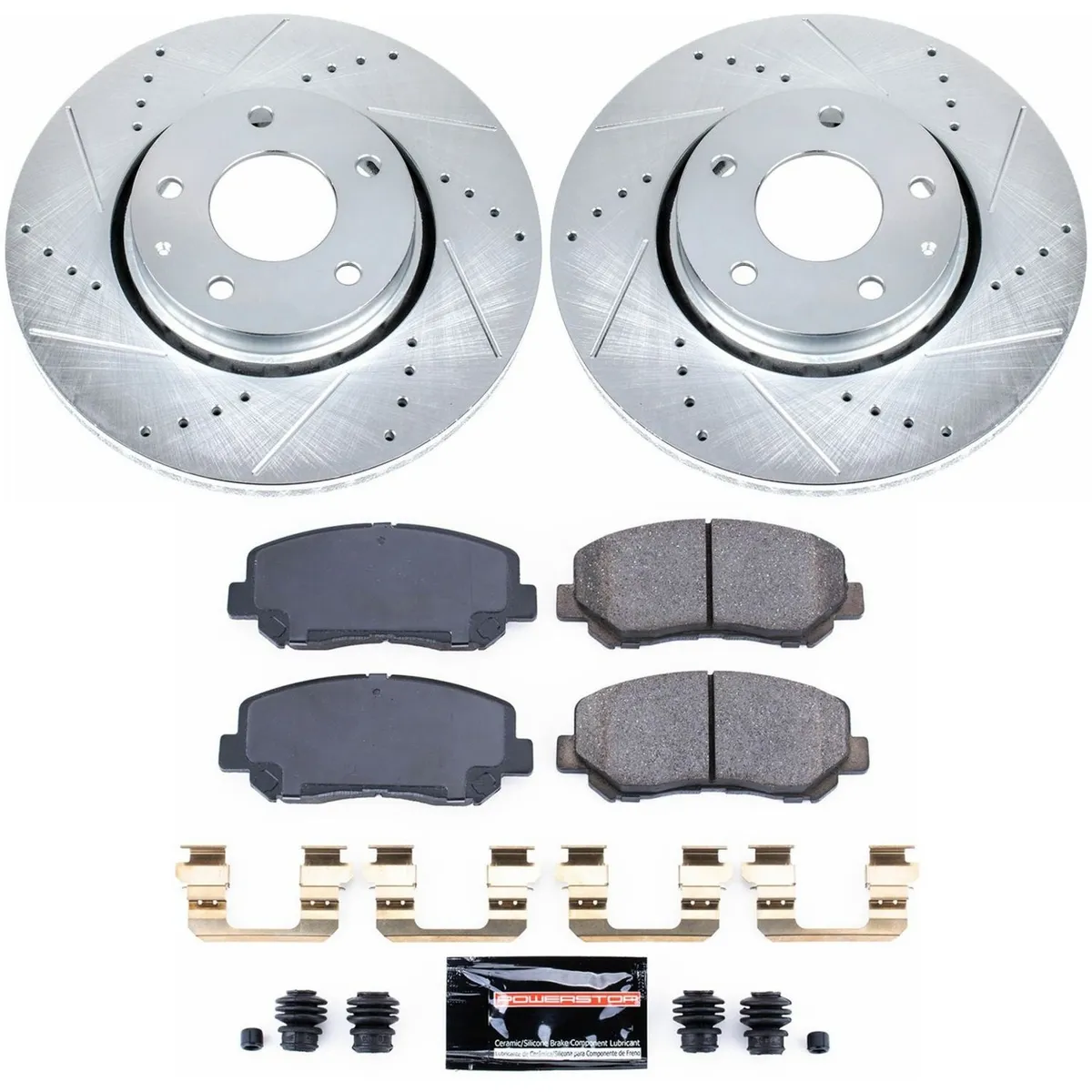 Z23 Evolution Sport Upgrade Kit: Drilled/Slotted Rotors; Carbon-Fiber Ceramic Pads W/Hardware product image