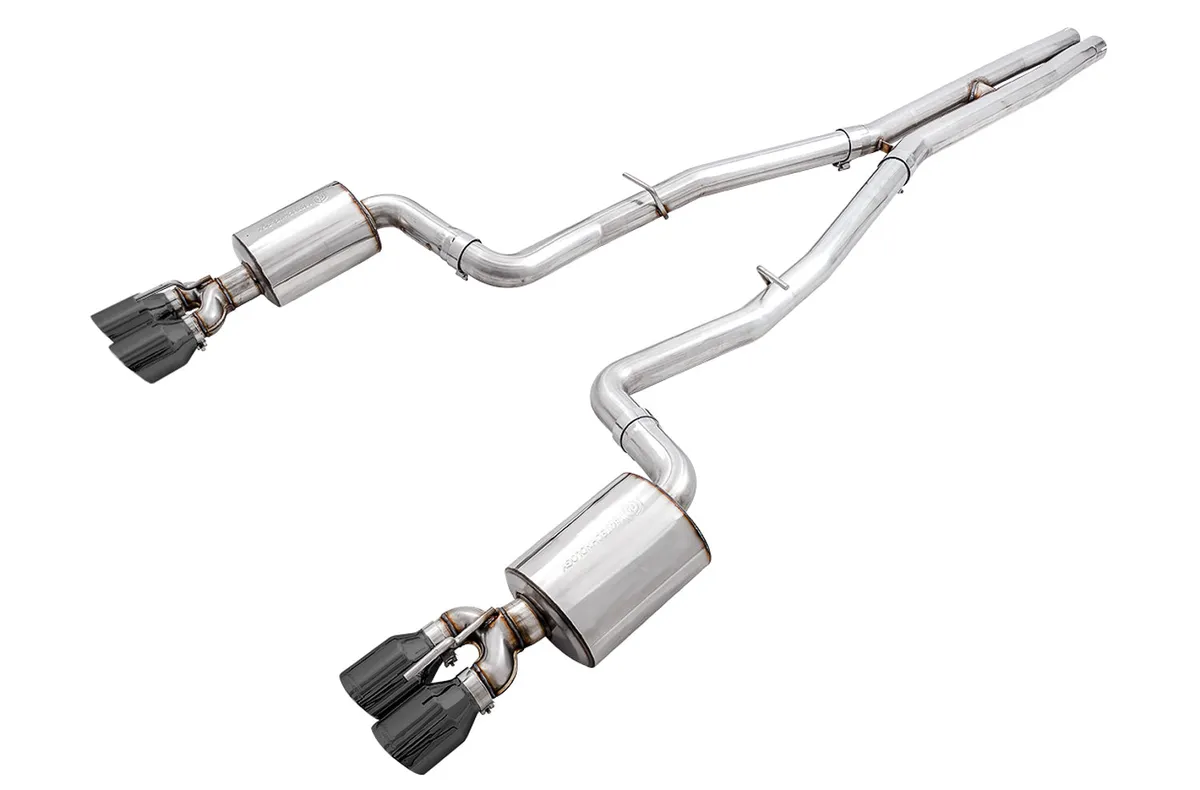 AWE Track Edition Exhaust for 15+ Challenger 6.4 / 6.2 SC - Chrome Silver Quad Tips product image