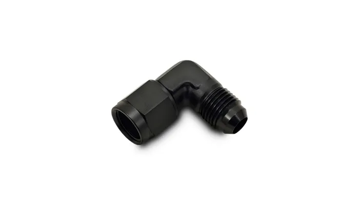 90 Degree Swivel Adapter Fitting; -6AN Female x -6AN Male; 6061 Aluminum; Black Anodized; product image
