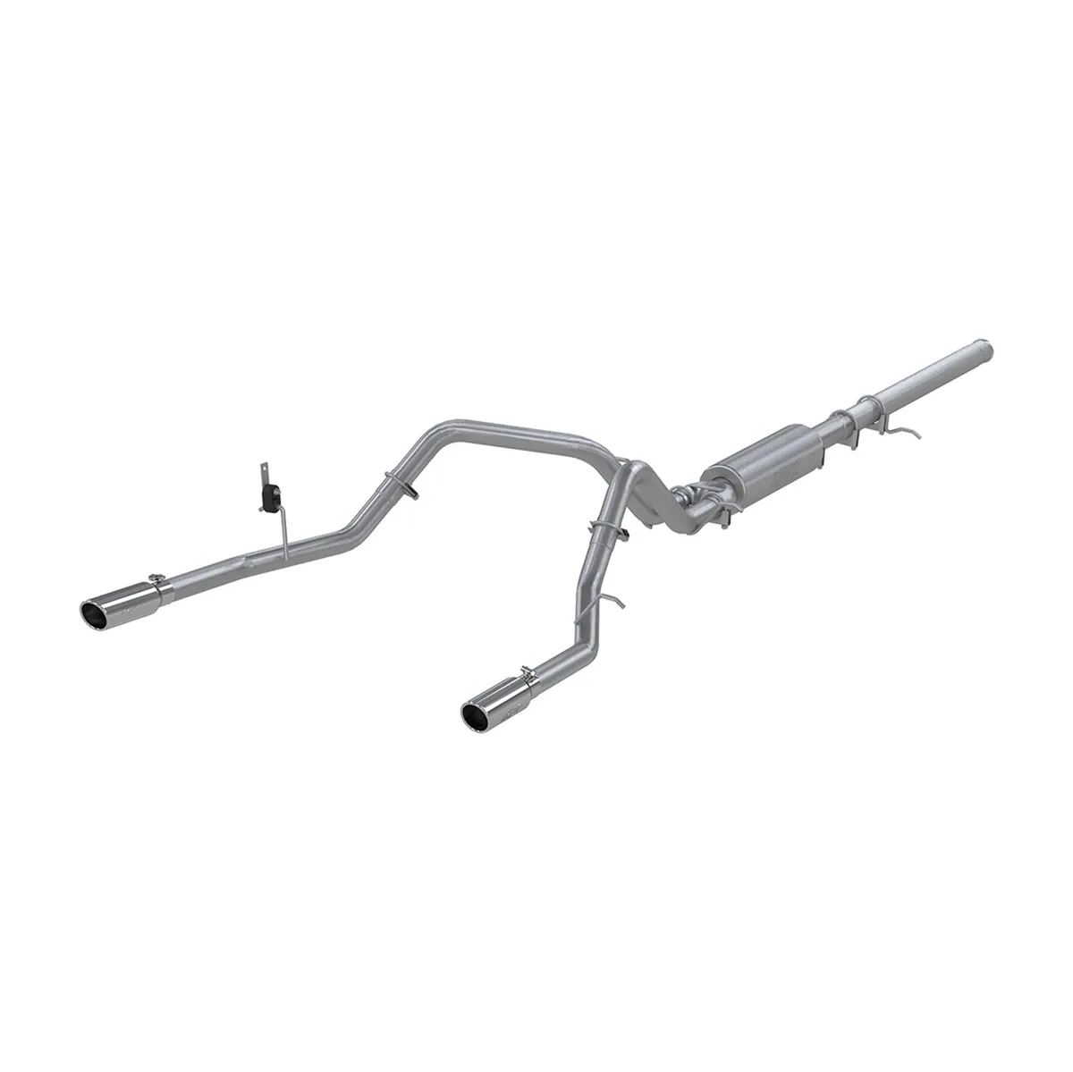 Armor Lite Cat Back Exhaust System; 3 in.; Incl. Ext. Pipe/Mid Pipe/Muffler/Over Axle Pipes/Tailpipes/Hardware/3.5 in. OD Tips; Dual Split Rear Exit; Aluminized; product image