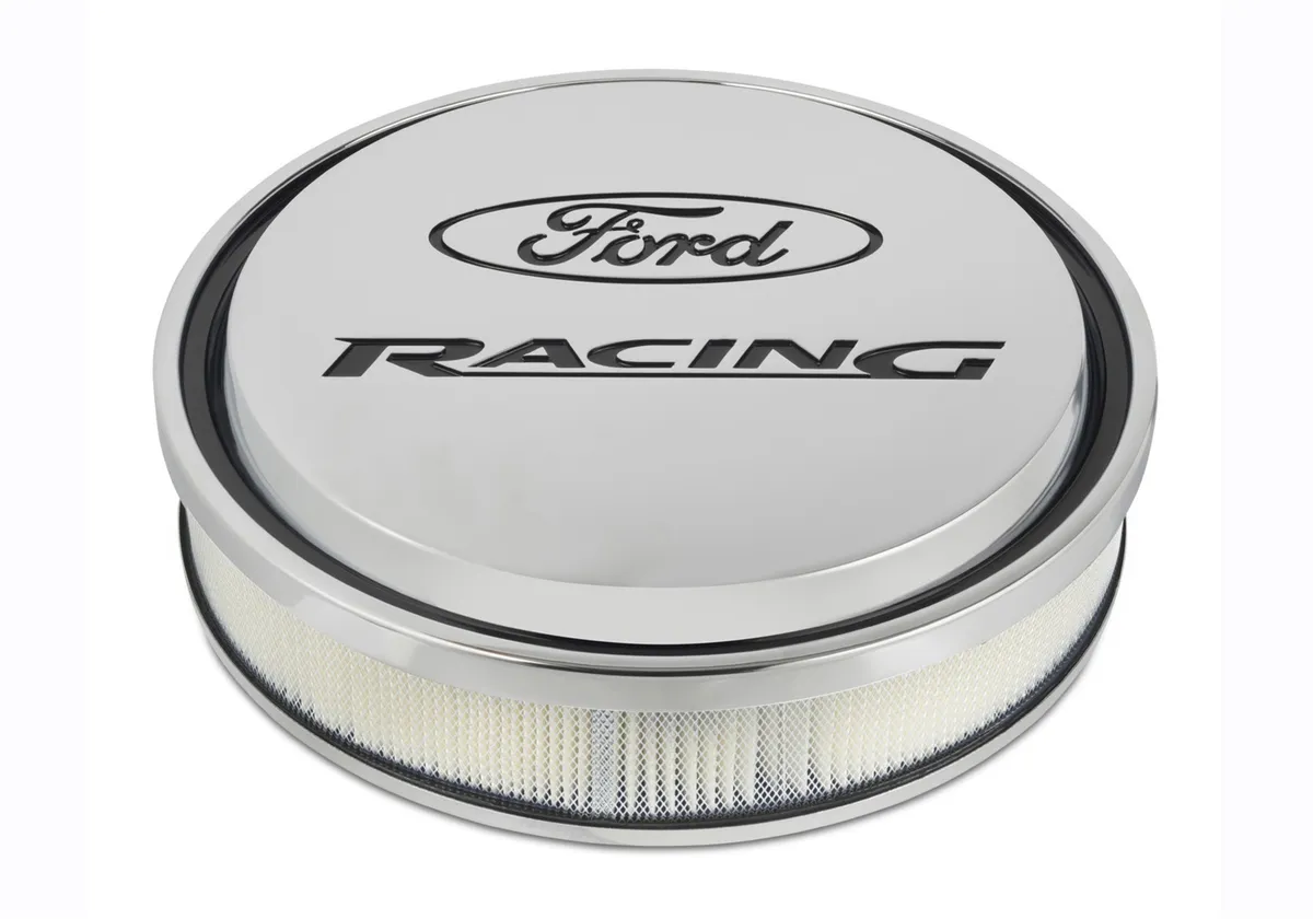 Slant-Edge Alunimum Air Cleaner Kit Chrome Recessed Painted Emblems 13 Inch Ford Racing product image