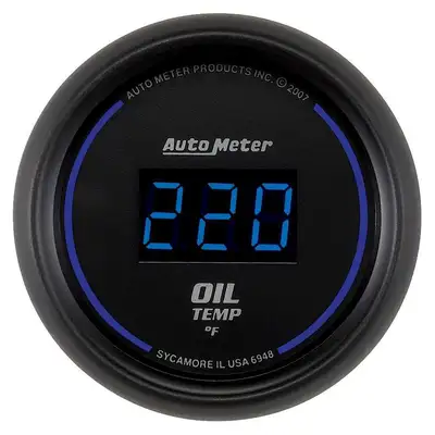 AutoMeter Gauge, Oil Temp, 2 1/16", 340?F, Digital, Black Dial w/ Blue LED