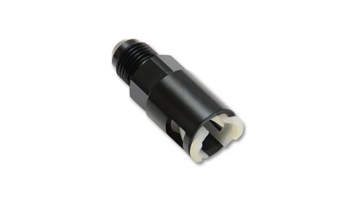 Vibrant Performance Quick Disconnect EFI Adapter Fitting; -6AN; 0.3125 in. EFI Line Size; 6061 Aluminum; Black Anodized;