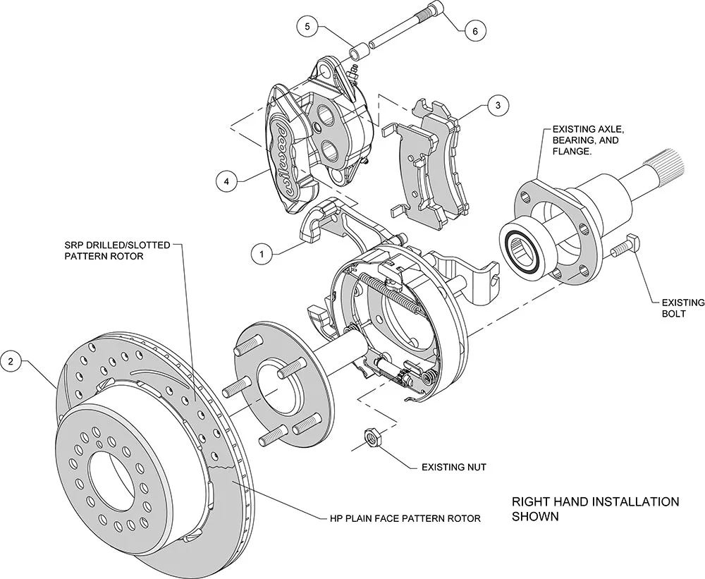 Wilwood D154 PS Park Brake Kit Drilled Chevy C-10 2.42 Offset 5-lug product image
