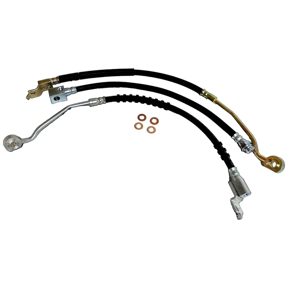 Blacksilvercopper Brake Hose Kit Includes Left And Right Front Hoses Rear Hose to Axle, And 4 Brake Hose Washers product image
