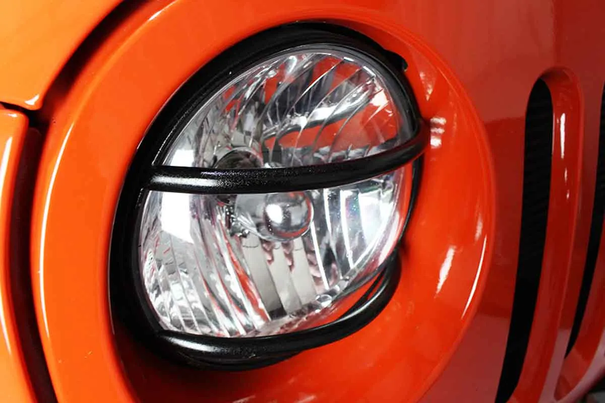 Jeep JK Euro Headlight Guards Pair 07-18 Wrangler JK Textured Black Kentrol product image