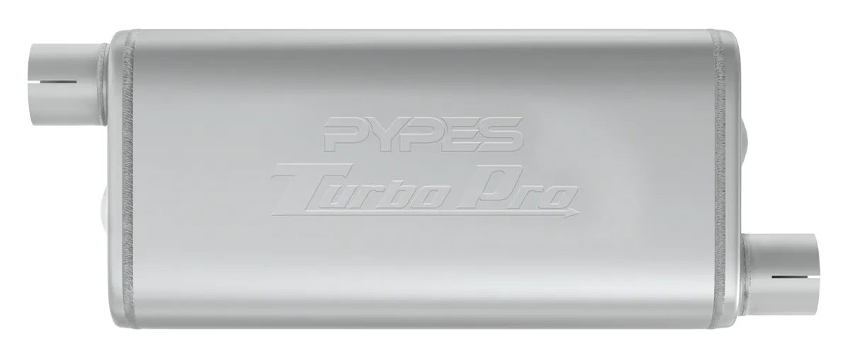 Turbo Pro Muffler 18 Inch Body 2.5 Inch Offset Inlet/Offset Outlet 409 Stainless MVT30 product image