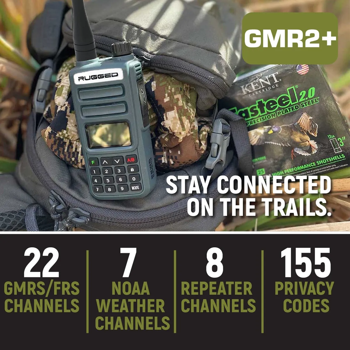 Rugged Gmr2 Plus - Gmrs And Frs Two Way Handheld Radio With Hand Mic product image