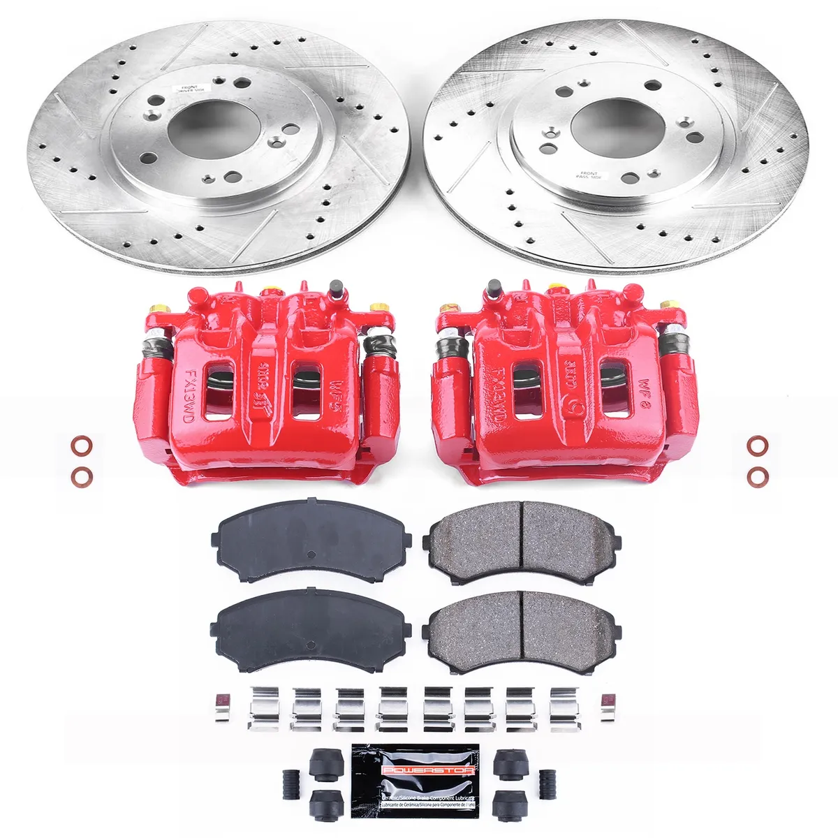 Z23 Evolution Sport Upgrade Kit: Drilled/Slotted Rotors; Carbon-Fiber Ceramic Pads; Powder Coated Calipers product image