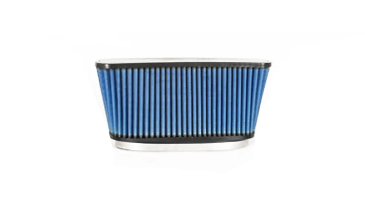 Volant Pro 5 Air Filter; Oval; 10.5 in. Tall x 2 in. Width Flange; 12 in. Tall x 0.4 in. Width Base; 14 in. Tall x 2.5 in. Width Top; H-6 in. Blue;