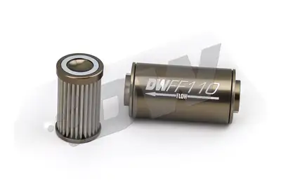 DeatschWerks 10AN Female, 10 micron, 110mm In-line fuel filter kit
