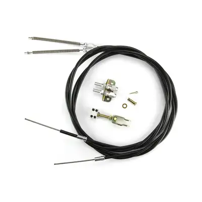 Lokar Emergency Brake Cables; Universal; Incl. Two U-Cut-To-Fit 8 ft. Outer Housings/Mounting Bracket/Adjusters/Aluminum Fittings/Ferrule; Black Housing;