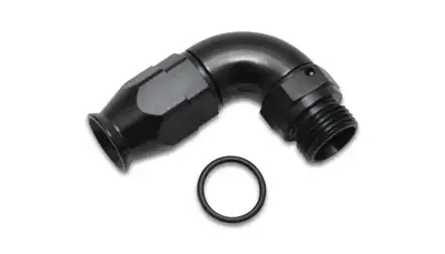 Vibrant Performance 90 Degree Swivel Hose End Fitting; -6AN Hose To 6AN Male ORB; 6061 Aluminum; Black Anodized; High Flow;