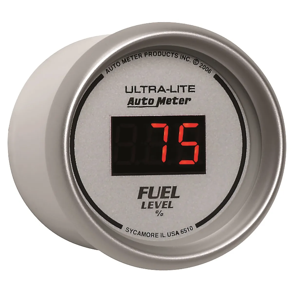 Gauge, Fuel Level, 2 1/16", 0-280O Program., Digital, Silver Dial w/ Red LED product image