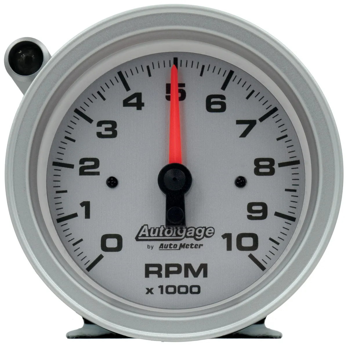 3-3/4 In. Pedestal Tachometer, 0-10,000 Rpm, Silver Dial, W/External Shift-Light, Auto Gage product image