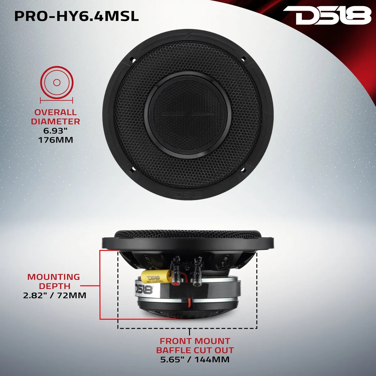 PRO 6.5" Shallow Coaxial Hybrid Mid-Range Loudspeaker with Built-in Driver | 150W RMS 4-Ohm product image
