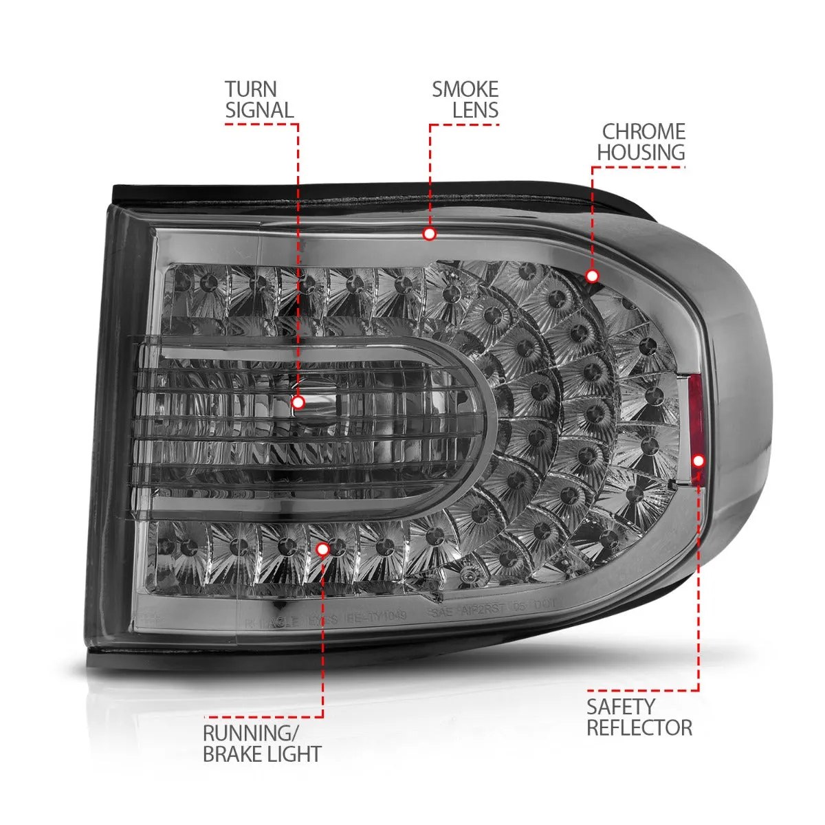 Toyota fj Cruiser 07-14 LED Tail Lights Chrome Smoke Lens product image