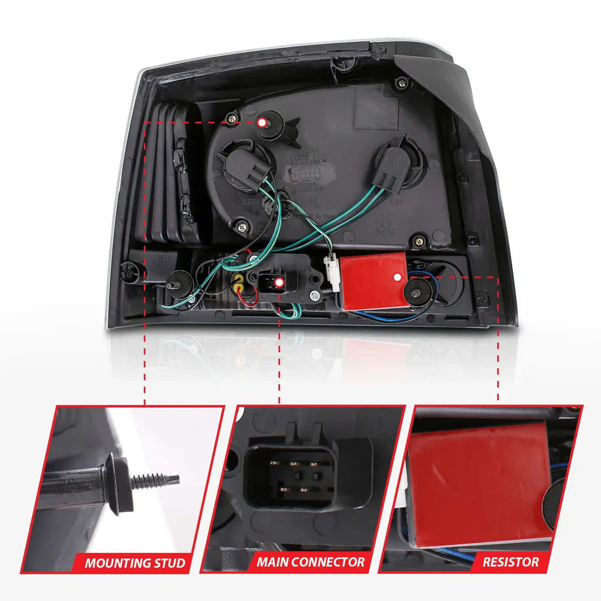 LED Tail Light Assembly; LED; Clear Lens; Black Housing; Pair; product image